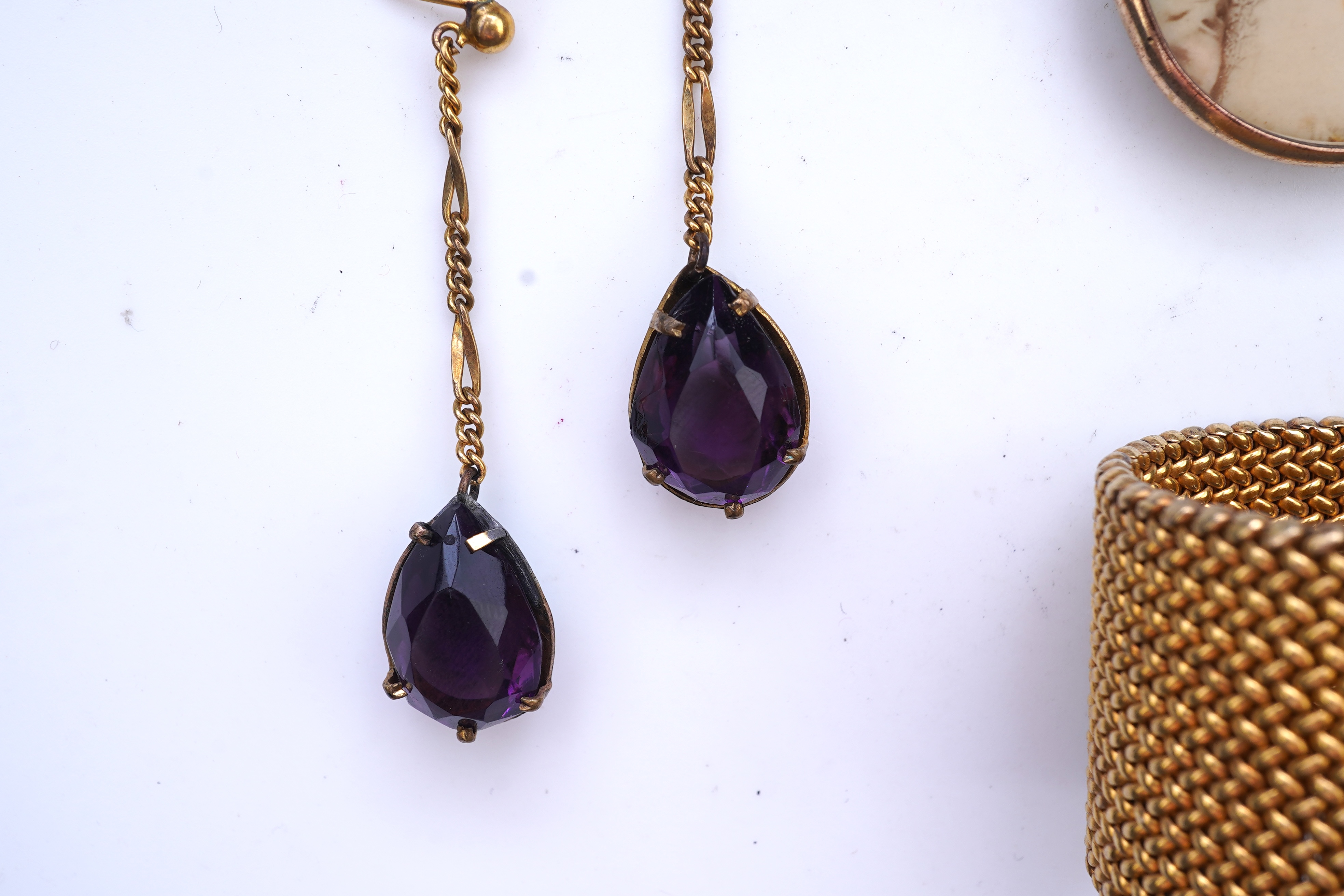 A group of antique gilt metal jewellery, 19th century